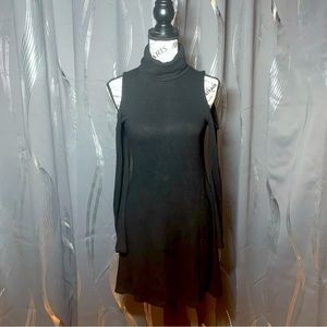 American Eagle Dress Womens Medium Black Soft Sexy Plush Cold Shoulder